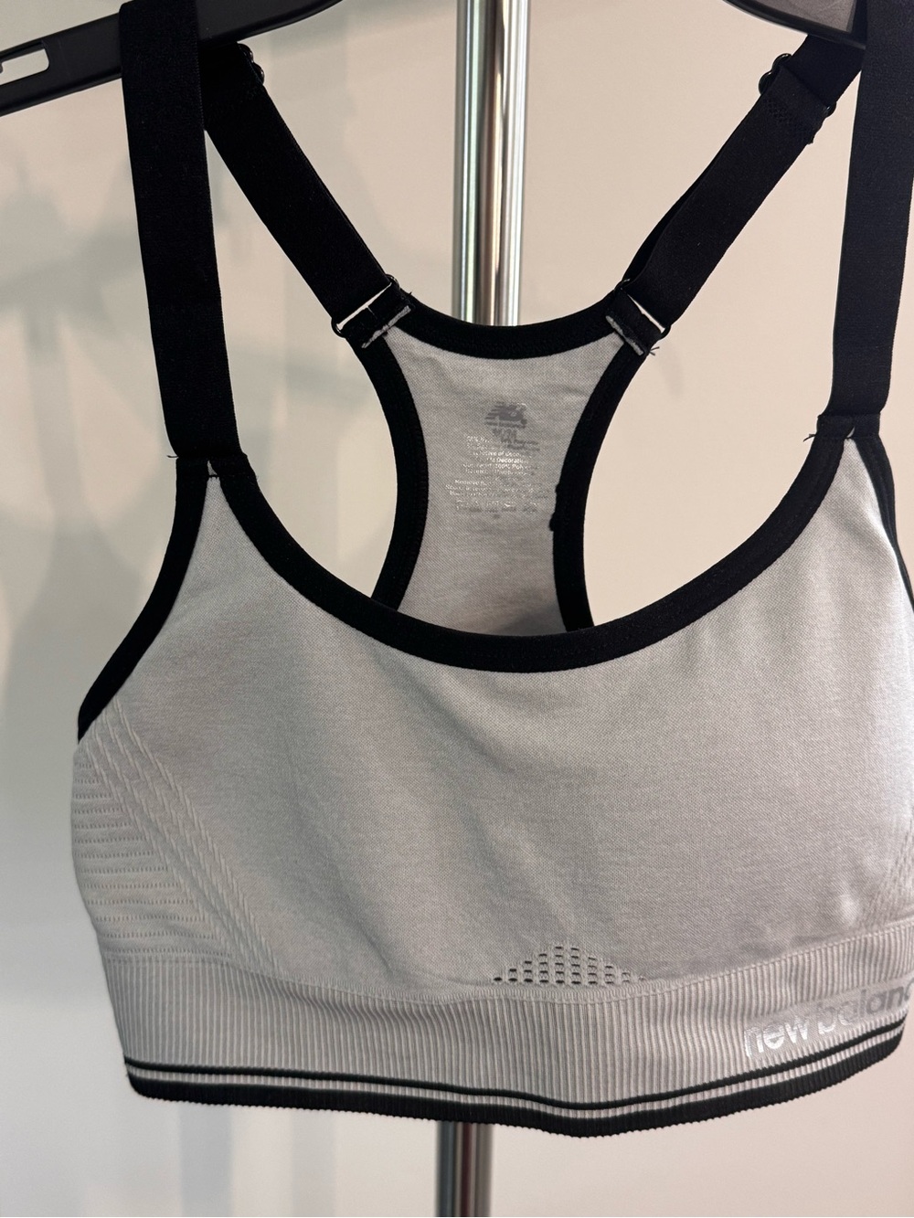 New Balance Gray Sports Bra with Black Trim